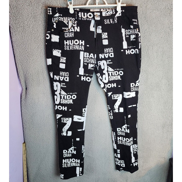 Biepa Jeans Men's Black Denim Fashion Graffiti Style Jeans Size 38 Pants - Picture 2 of 10